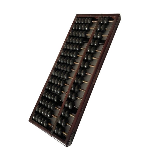 Chinese Large Rods 15 Row 105 Black Wood Beads Vintage Calculator Slide - Picture 2 of 12